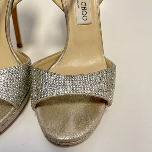 Jimmy Choo Silver Rhinestone Heels Size IT 38 / US 8 - Picture 4 of 11